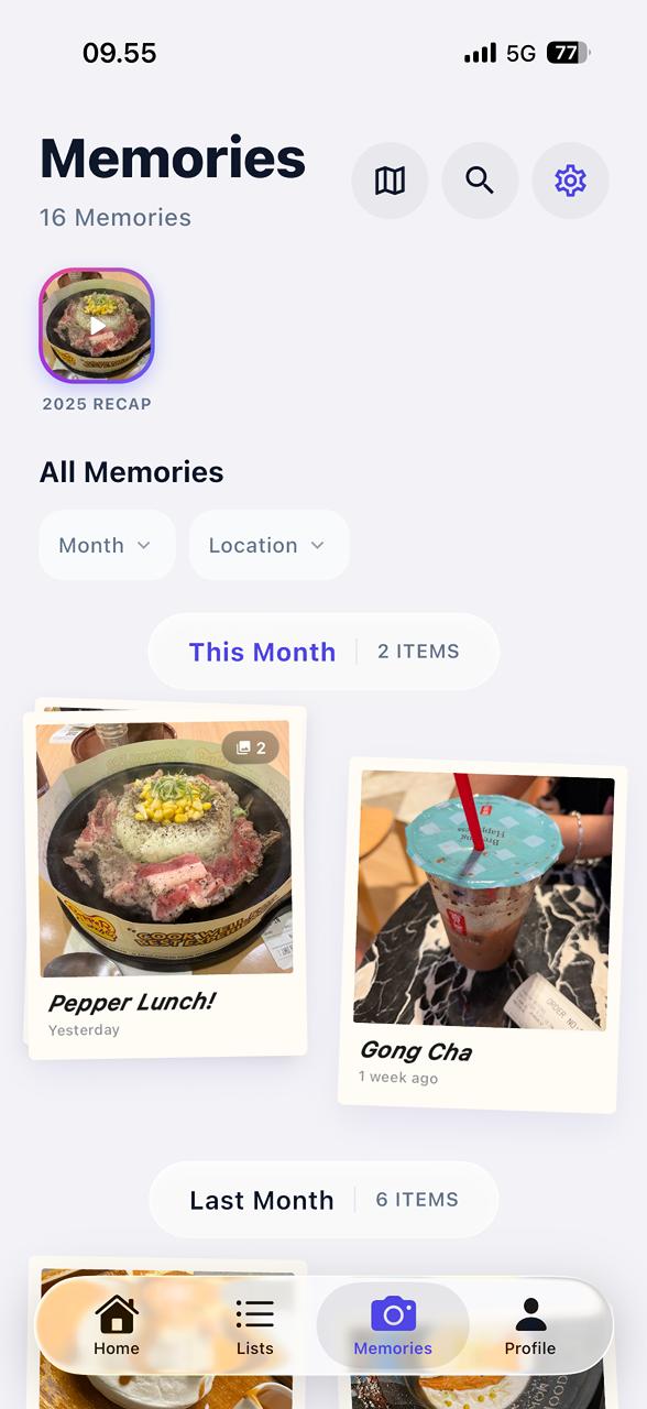 WeDo Memories - Partner's synced view